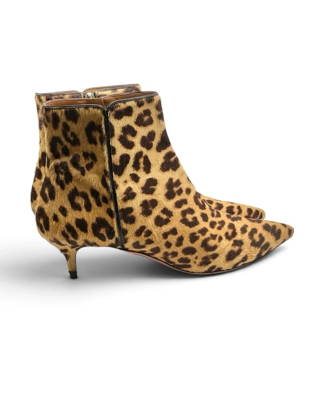 Aquazzura Leopard Print Calf Hair Booties Size 41 Kitten Heel